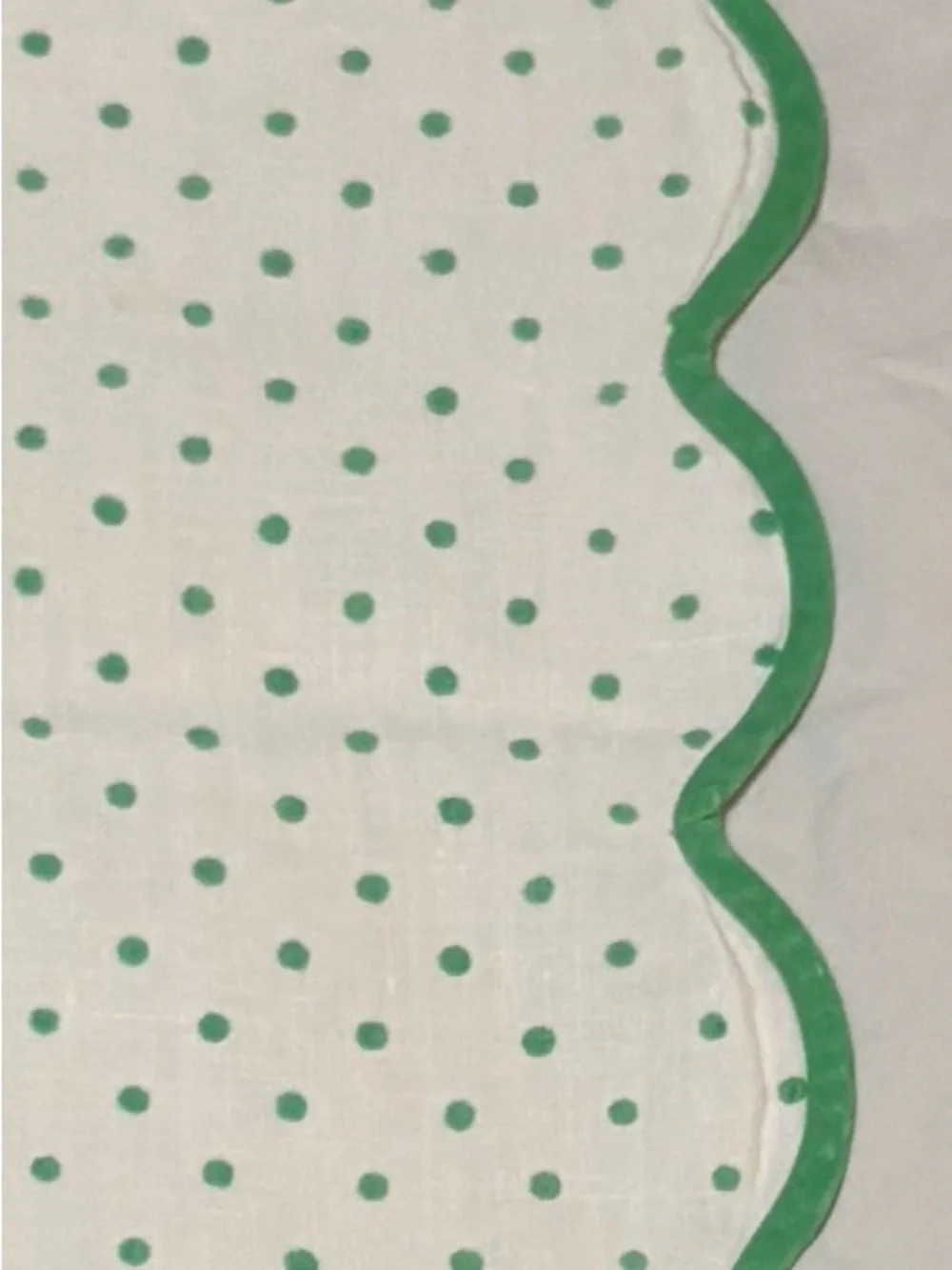 Vtg D Porthault White & Green Polka Dots Design Lin 100% Flax Placemat Napkin